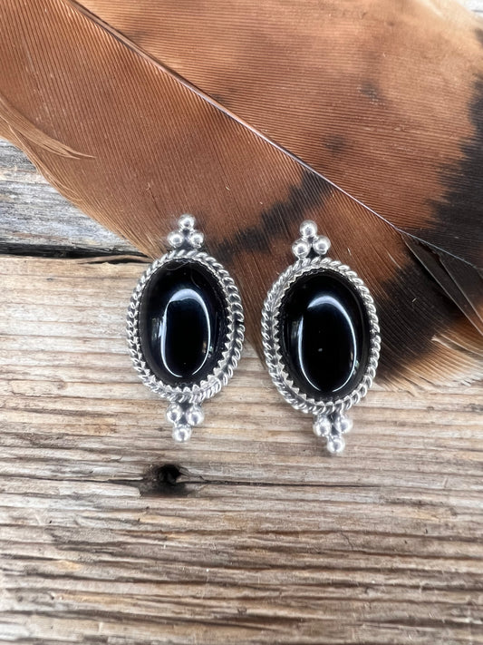 Black Onyx Stud Earrings