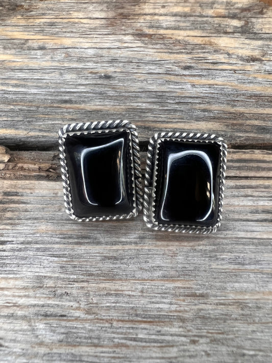 Rectangle Onyx Earrings