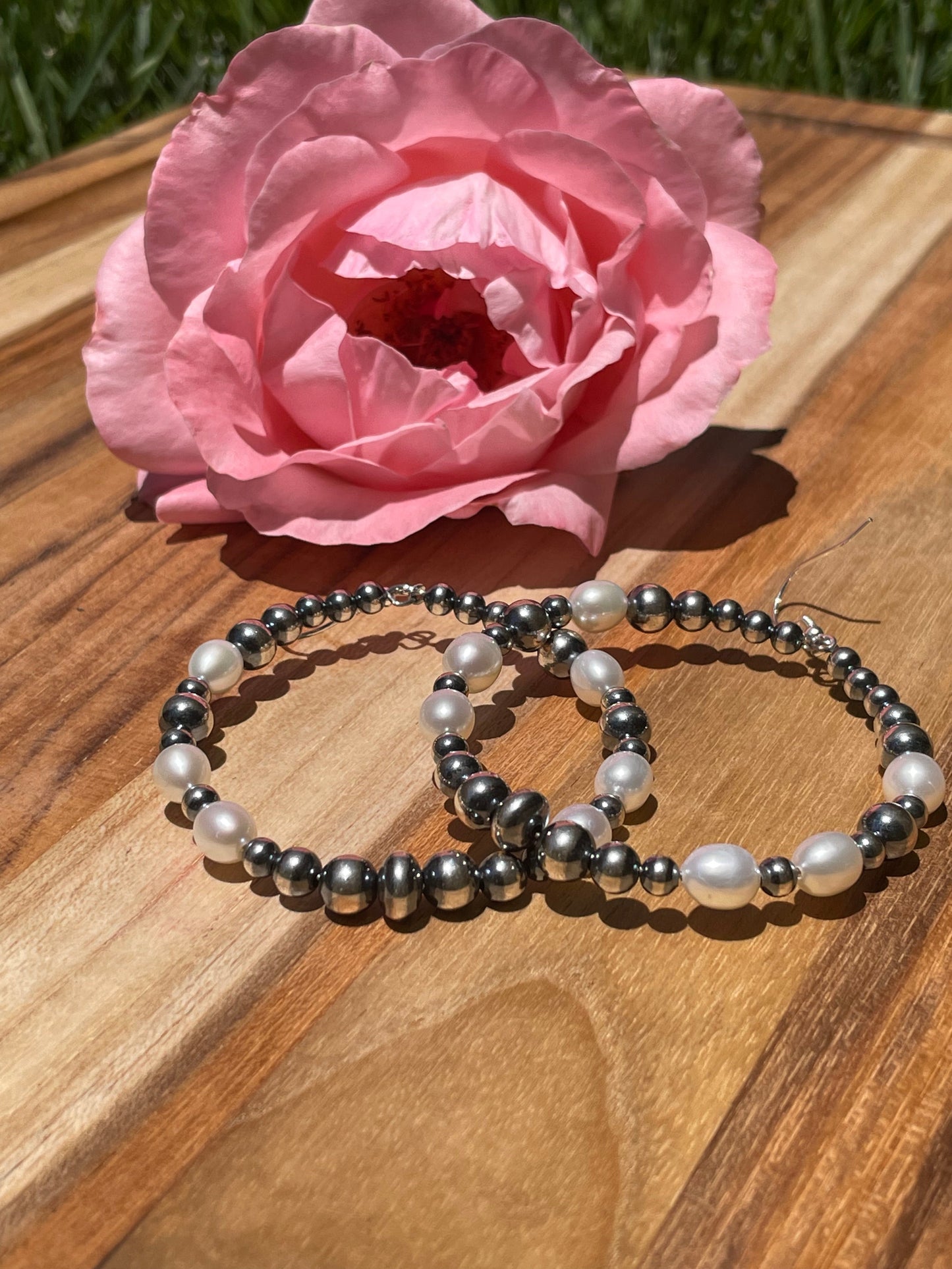 Freshwater and Silver Pearl Earrings