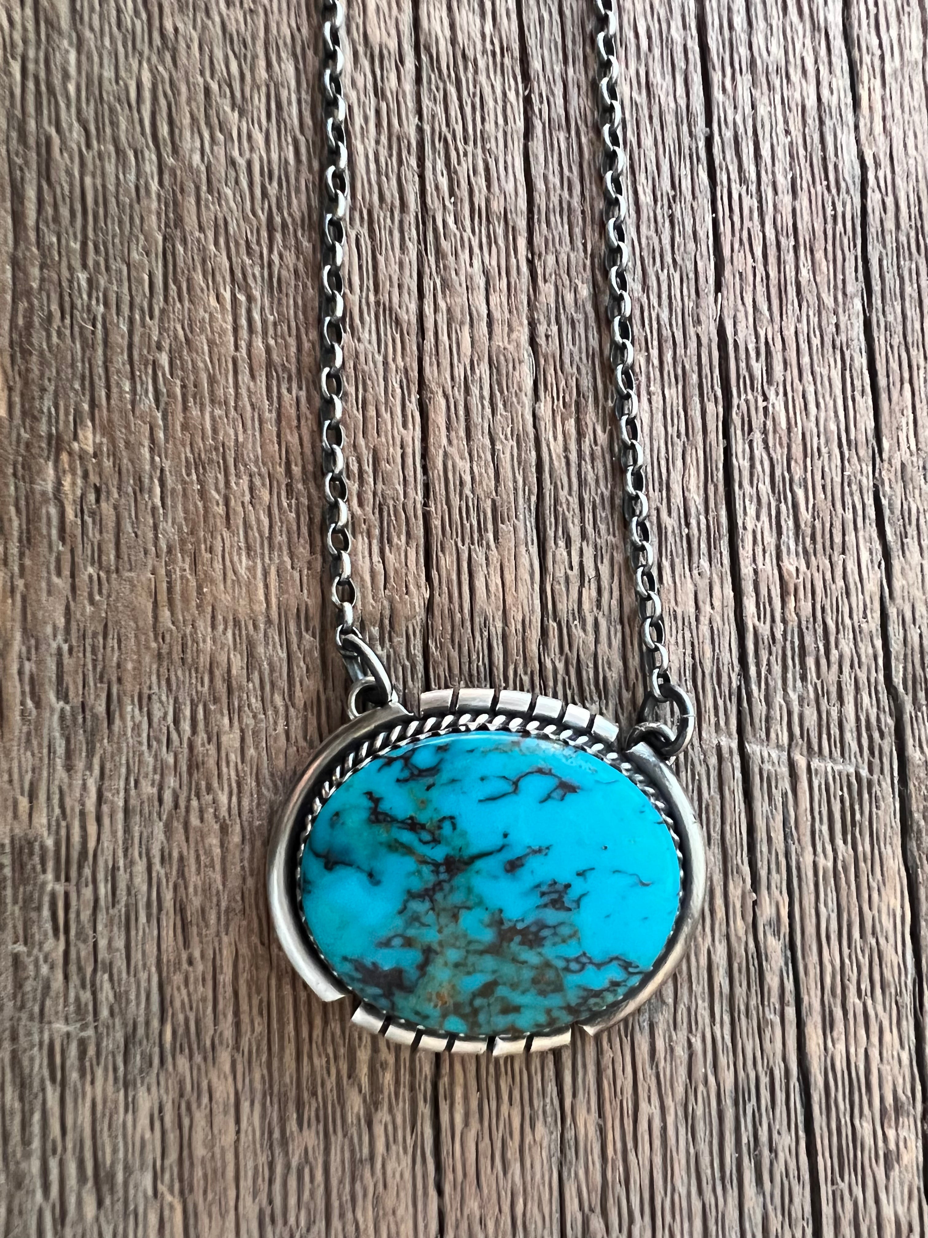 Turquoise matrix oval Necklace