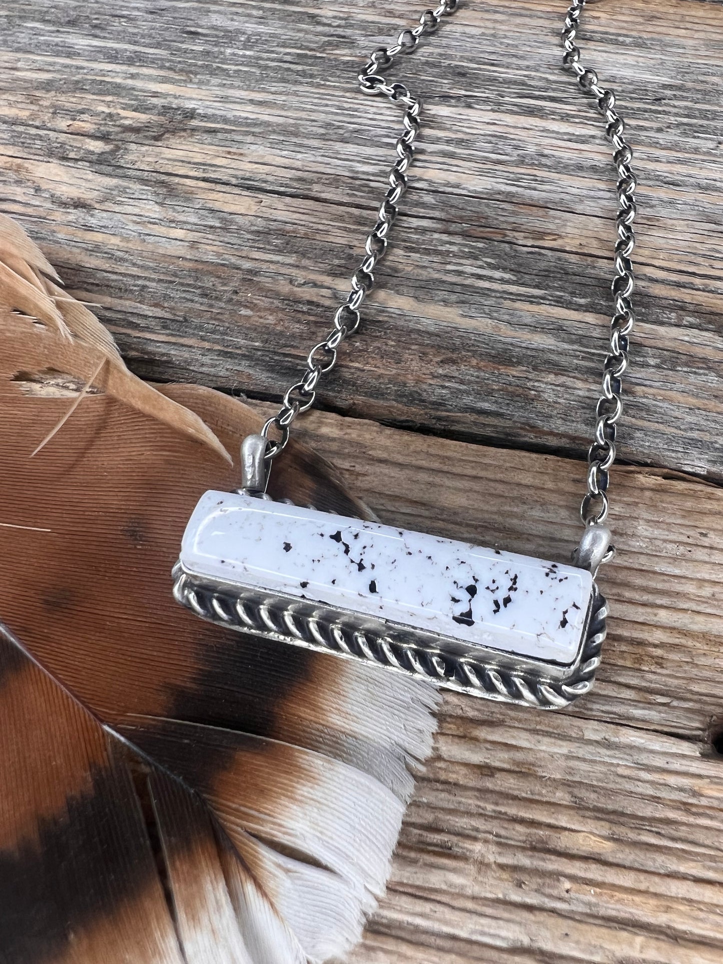 White Buffalo Bar Necklace
