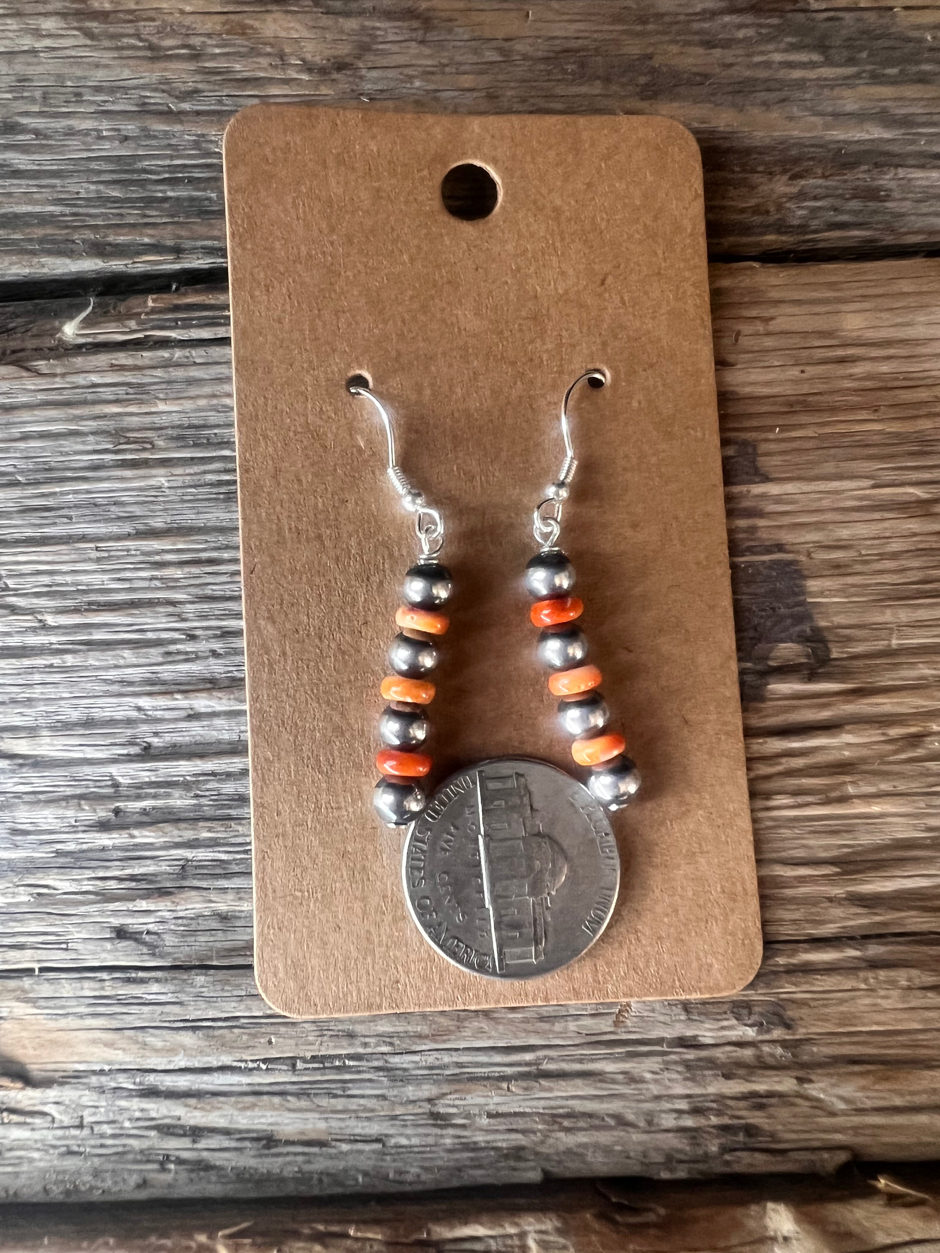 Navajo Pearl and Spiny oyster earring