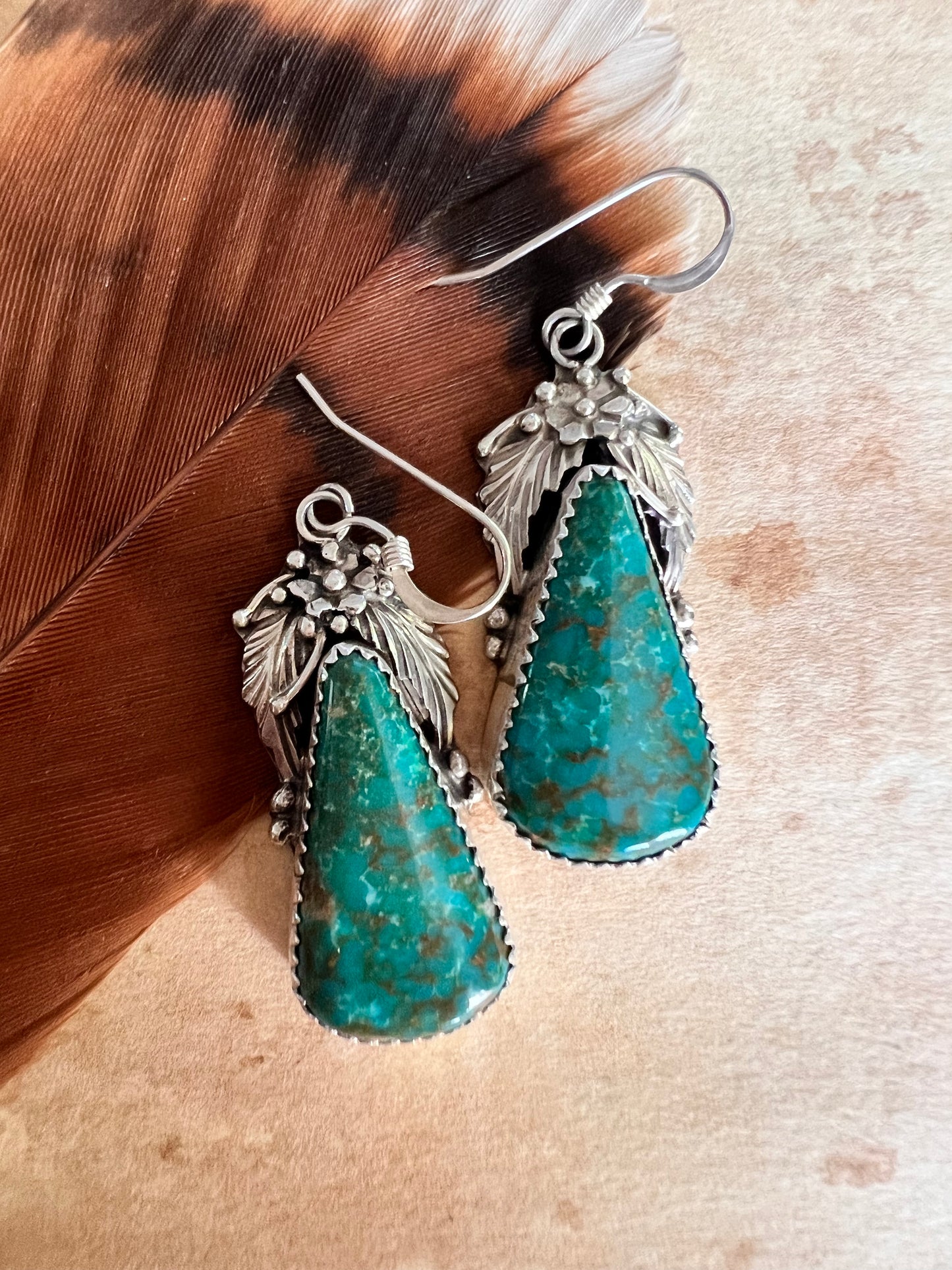Green Kingman Feather Earrings