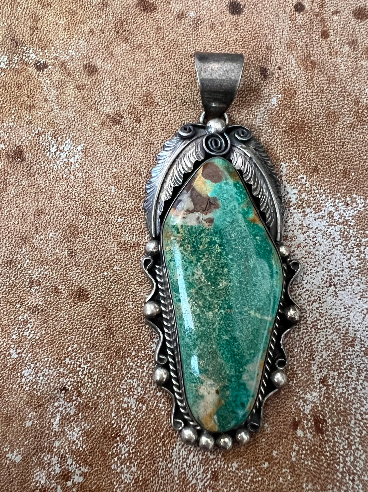 Kingman Turquoise Leaf Pendant