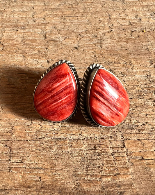 Orange Spiny Teardrop Earrings