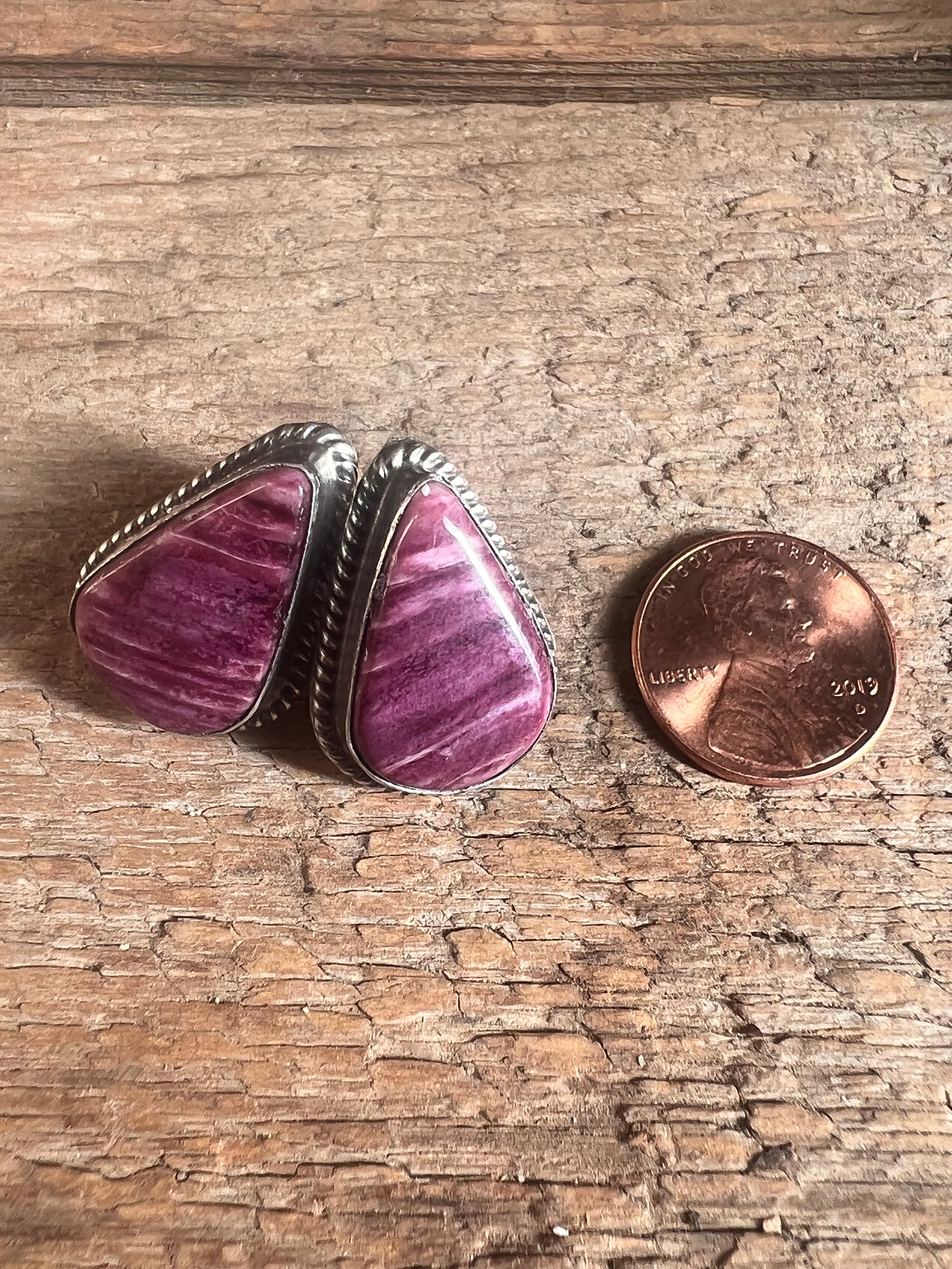 Purple Spiny Stud Earrings