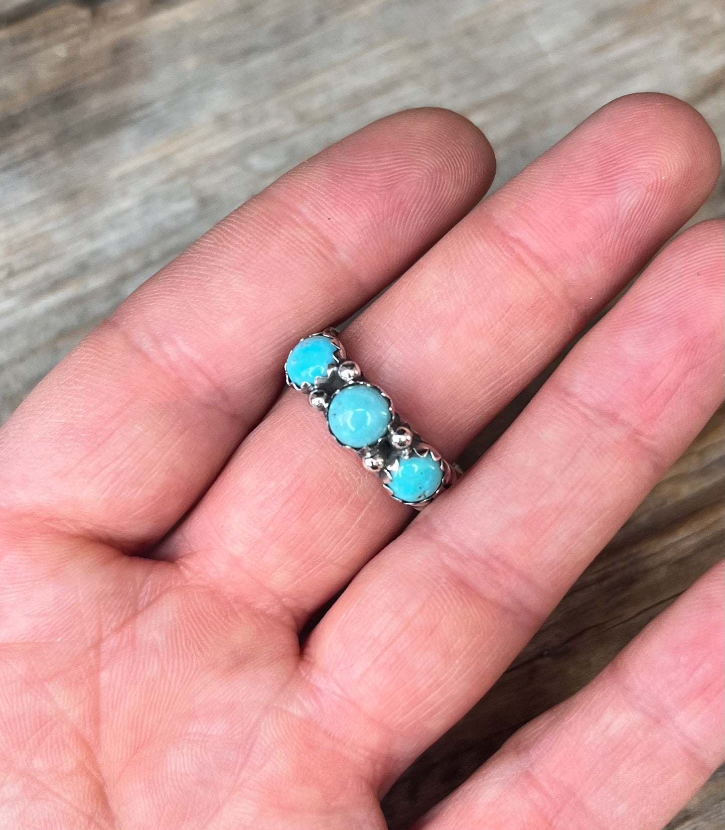 3 Stone Kingman Turquoise Ring