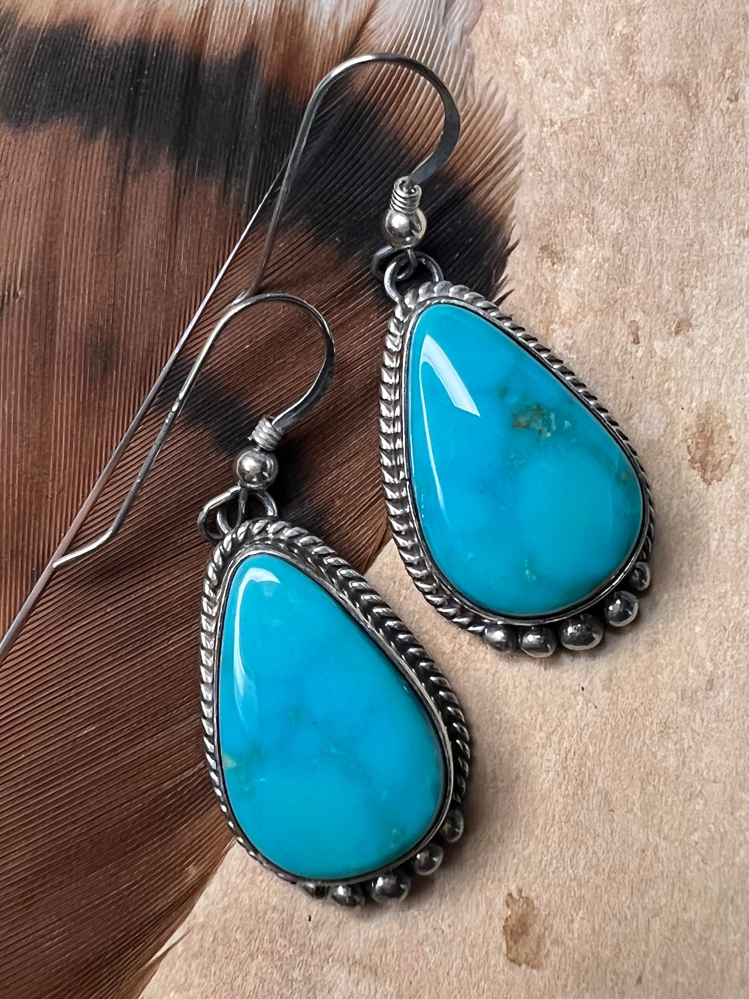 Kingman Turquoise teardrop Earrings