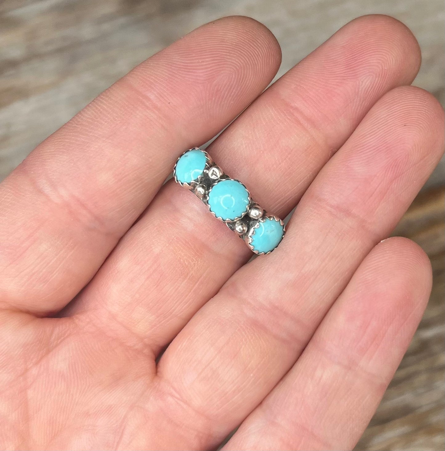 3 Stone Kingman Turquoise Ring