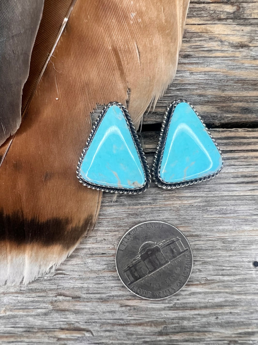 Blue Kingman Turquoise Triangle Earrings