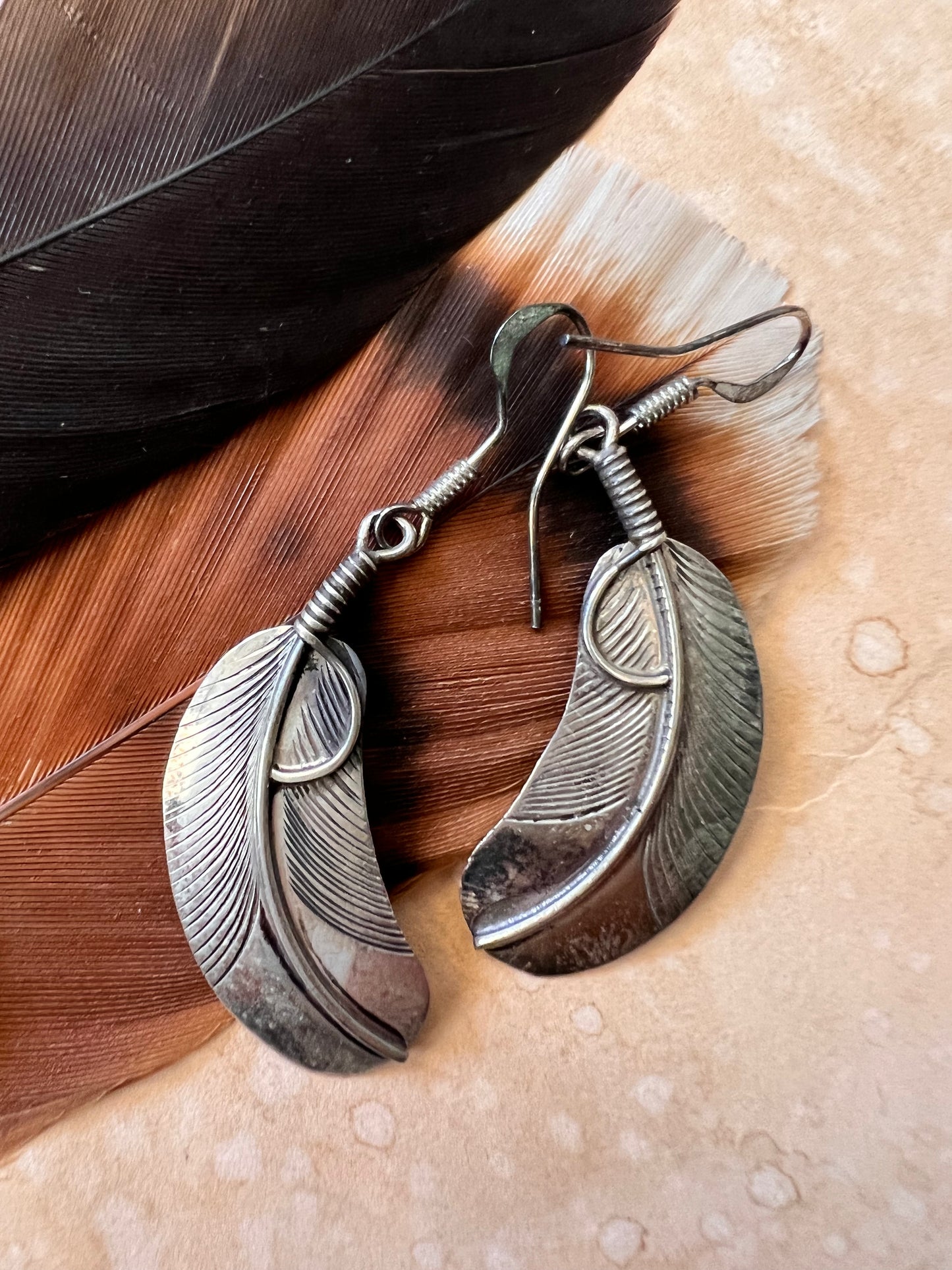 Sterling Silver Feather Earrings