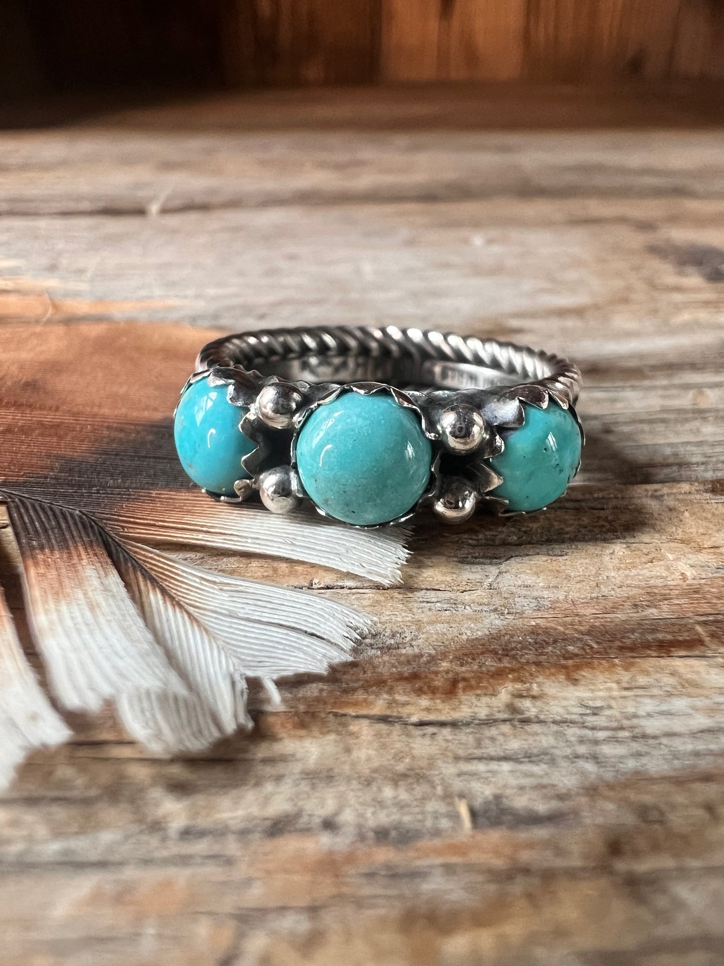 3 Stone Kingman Turquoise Ring