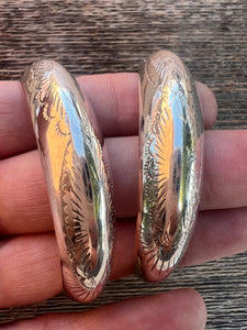 Stamped Silver Hoops
