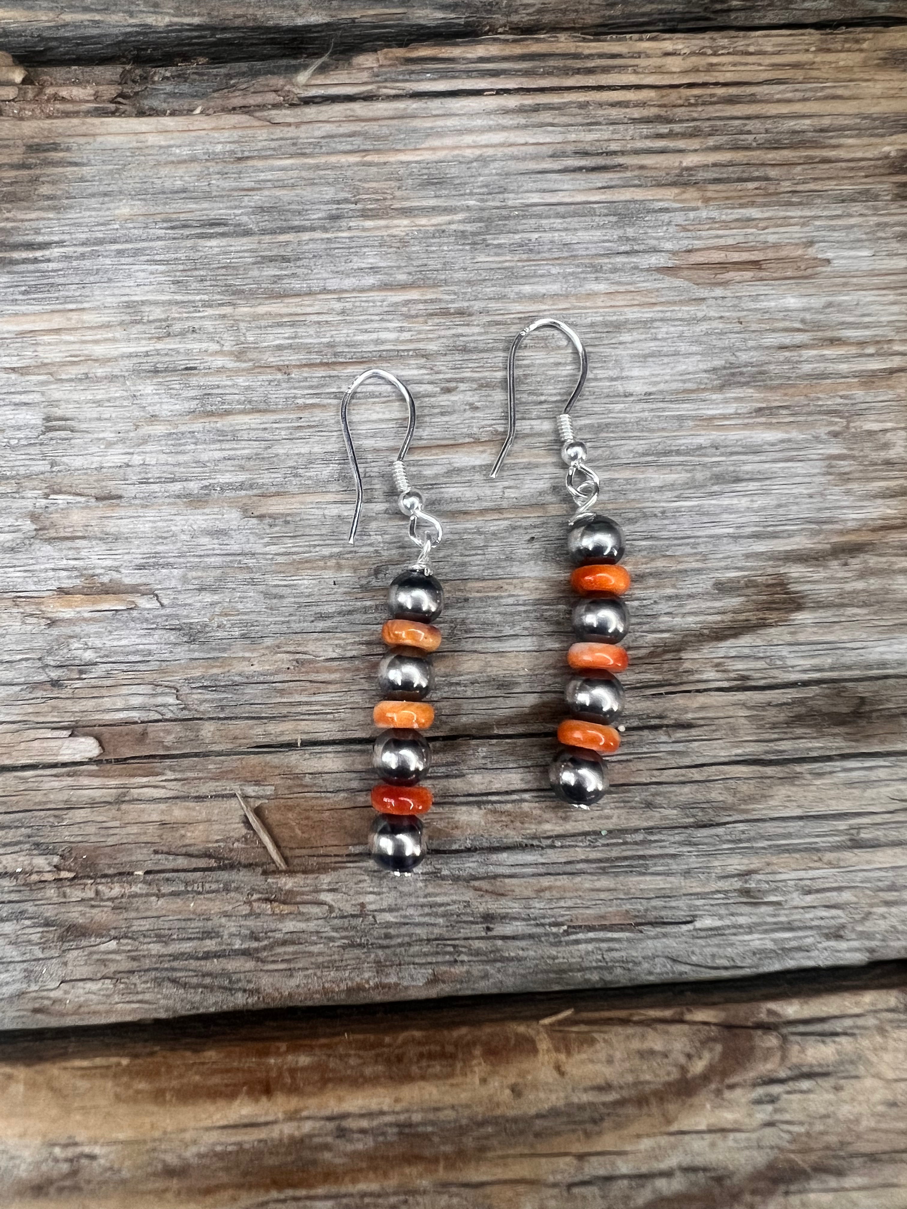 Navajo Pearl and Spiny oyster earring