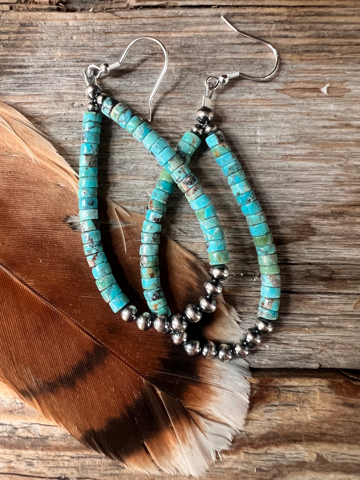 Turquoise Drop Hoops