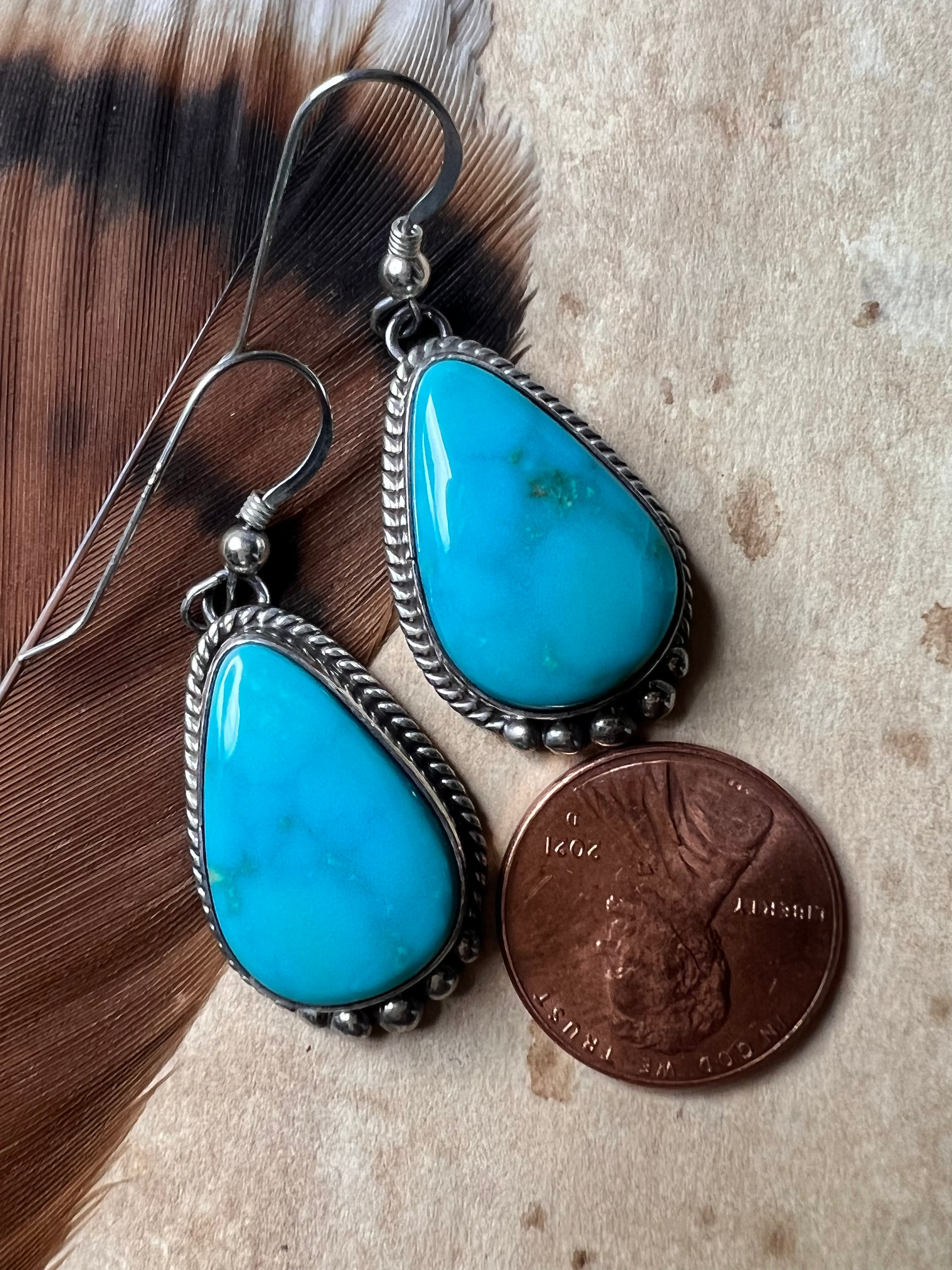 Kingman Turquoise teardrop Earrings