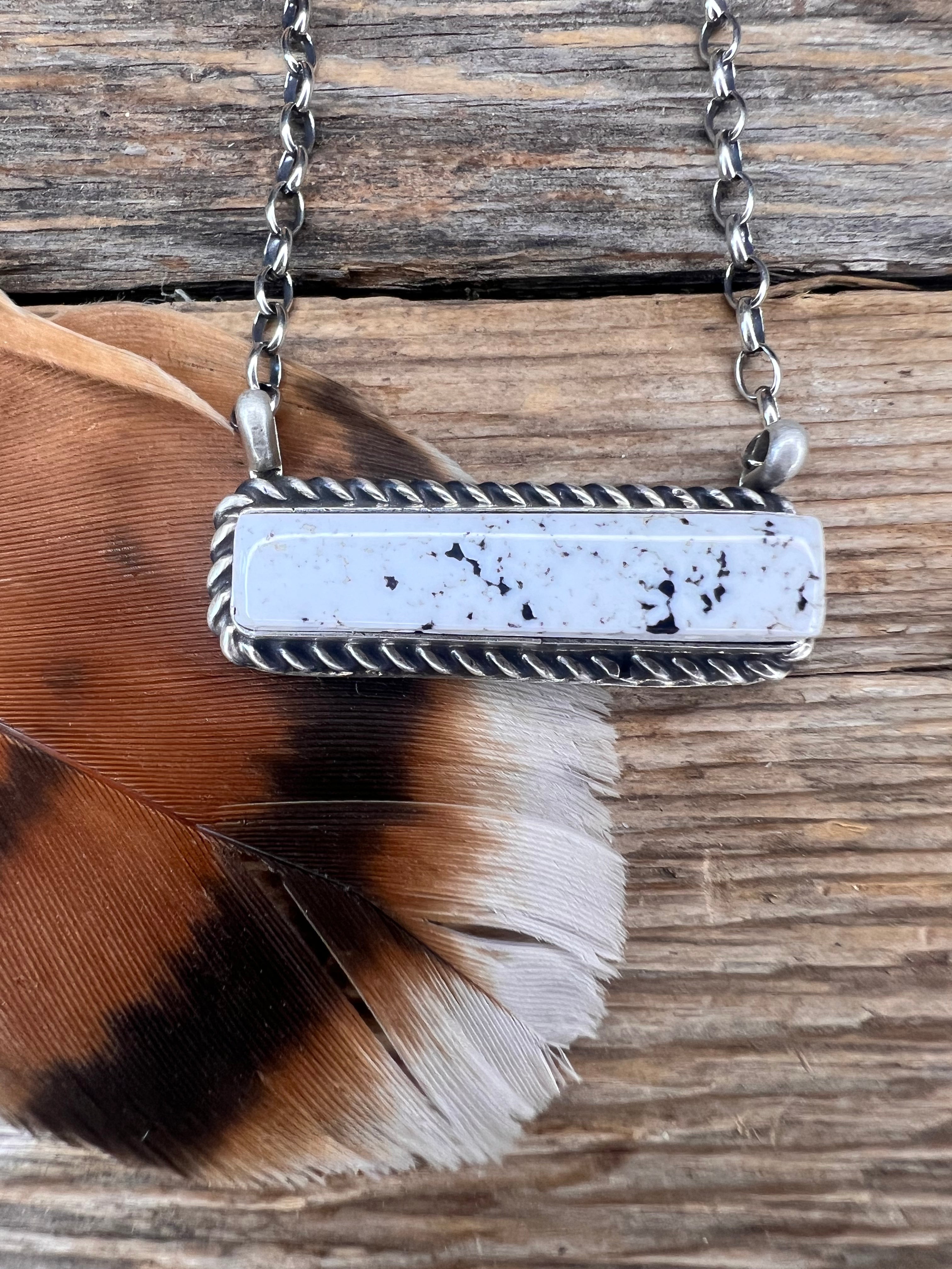 White buffalo Bar Necklace