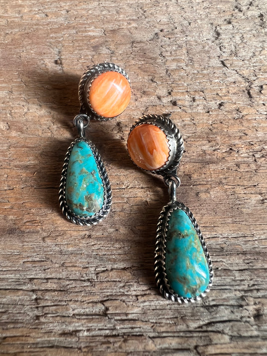 Spiny and Kingman Dangle Earrings