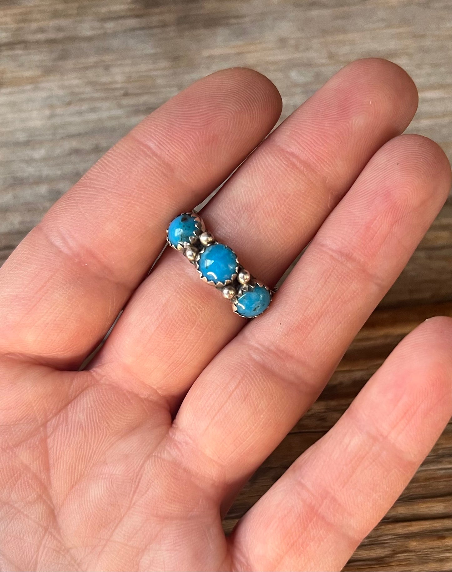 3 Stone Kingman Turquoise Ring