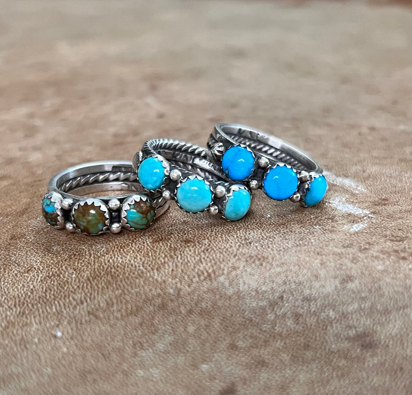 3 Stone Kingman Turquoise Ring