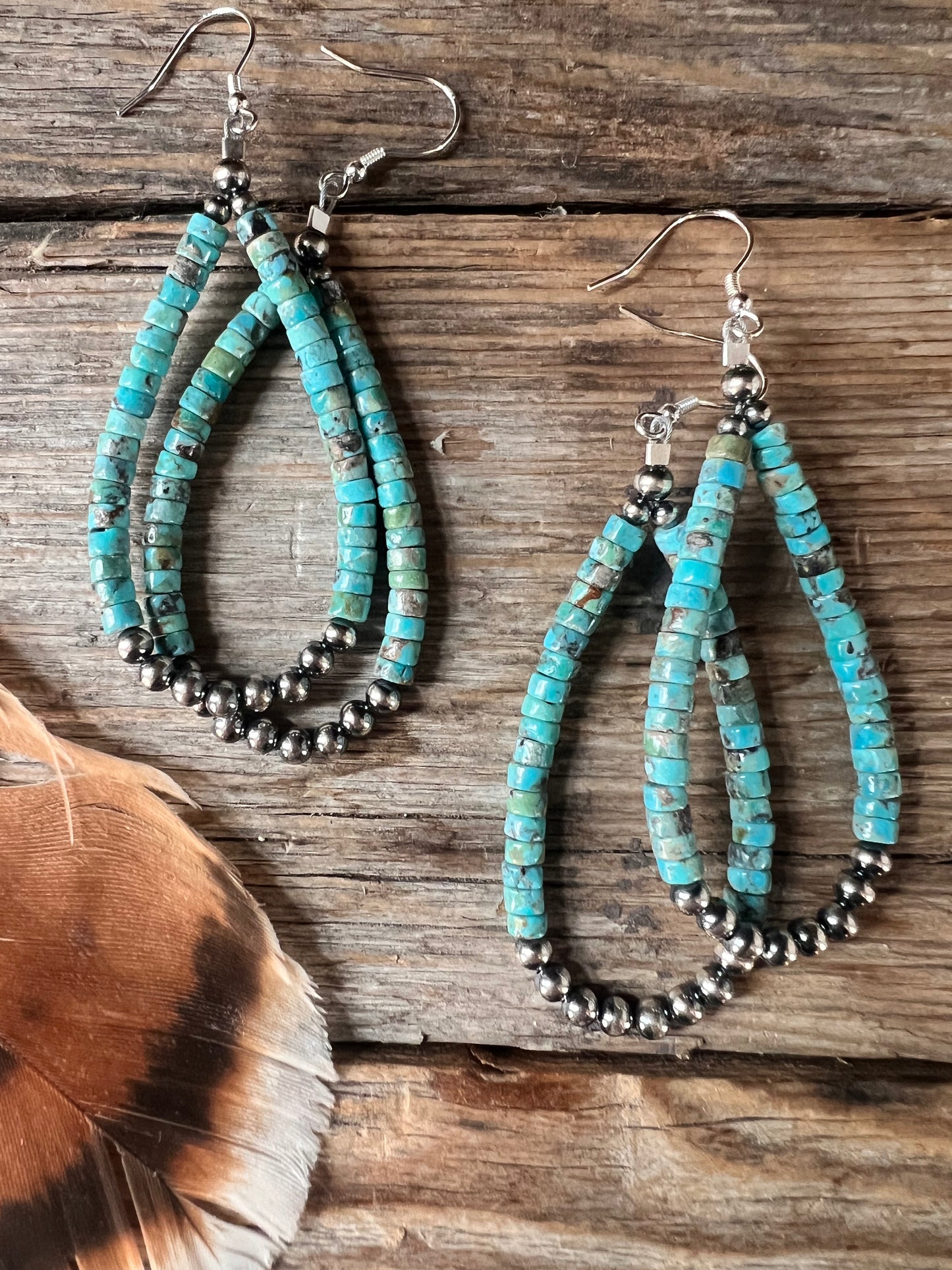 Turquoise Drop Hoops