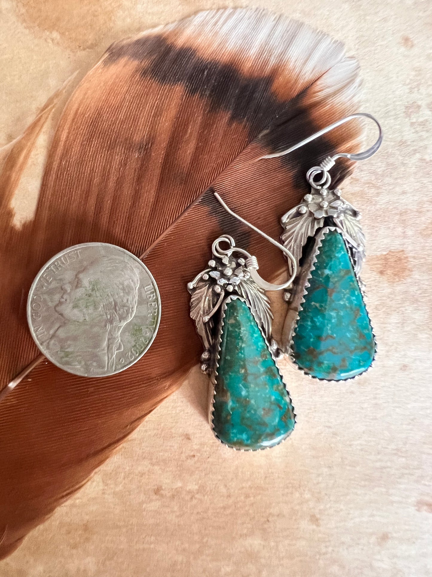 Green Kingman Feather Earrings