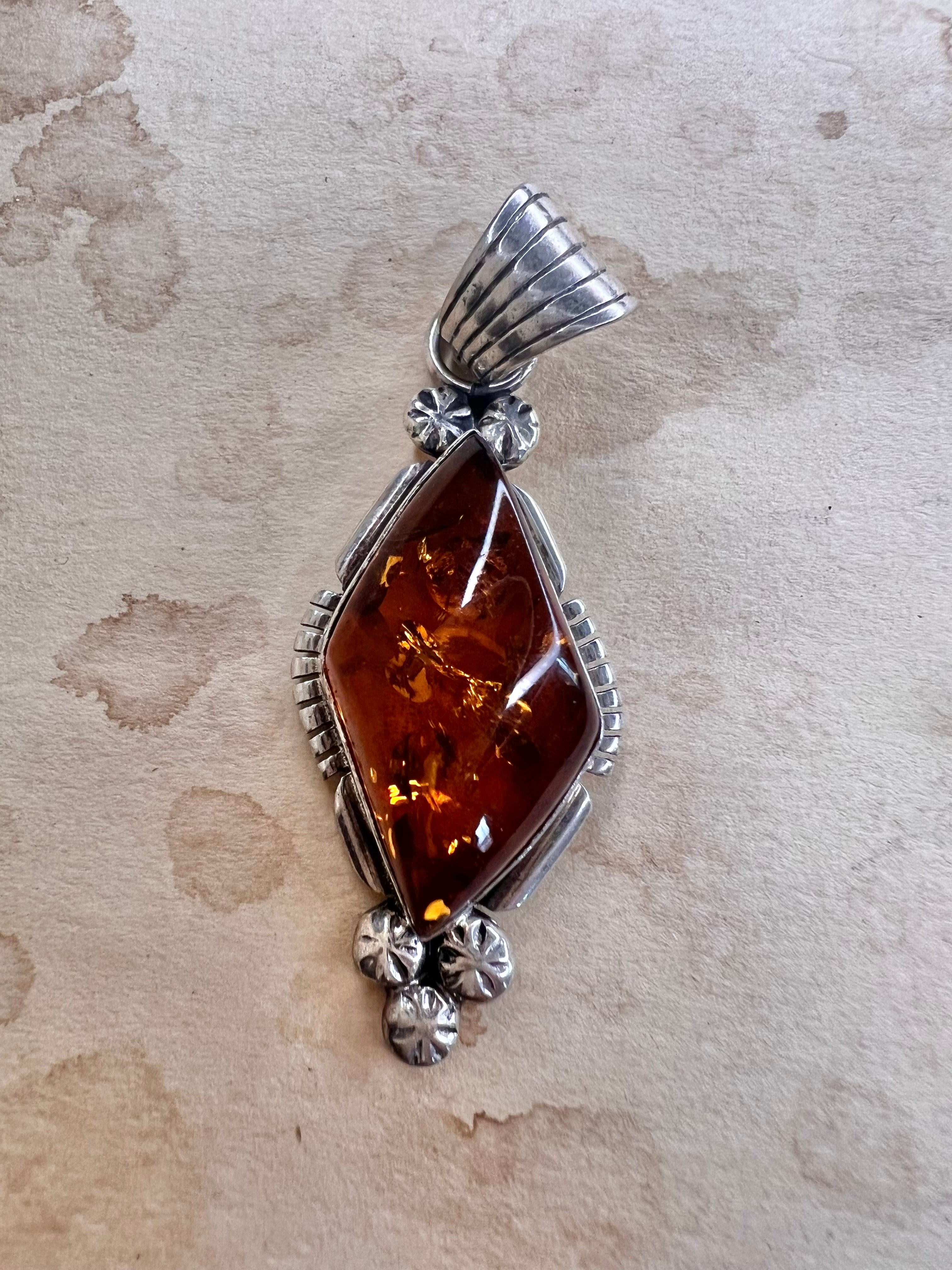 Amber diamond Pendant