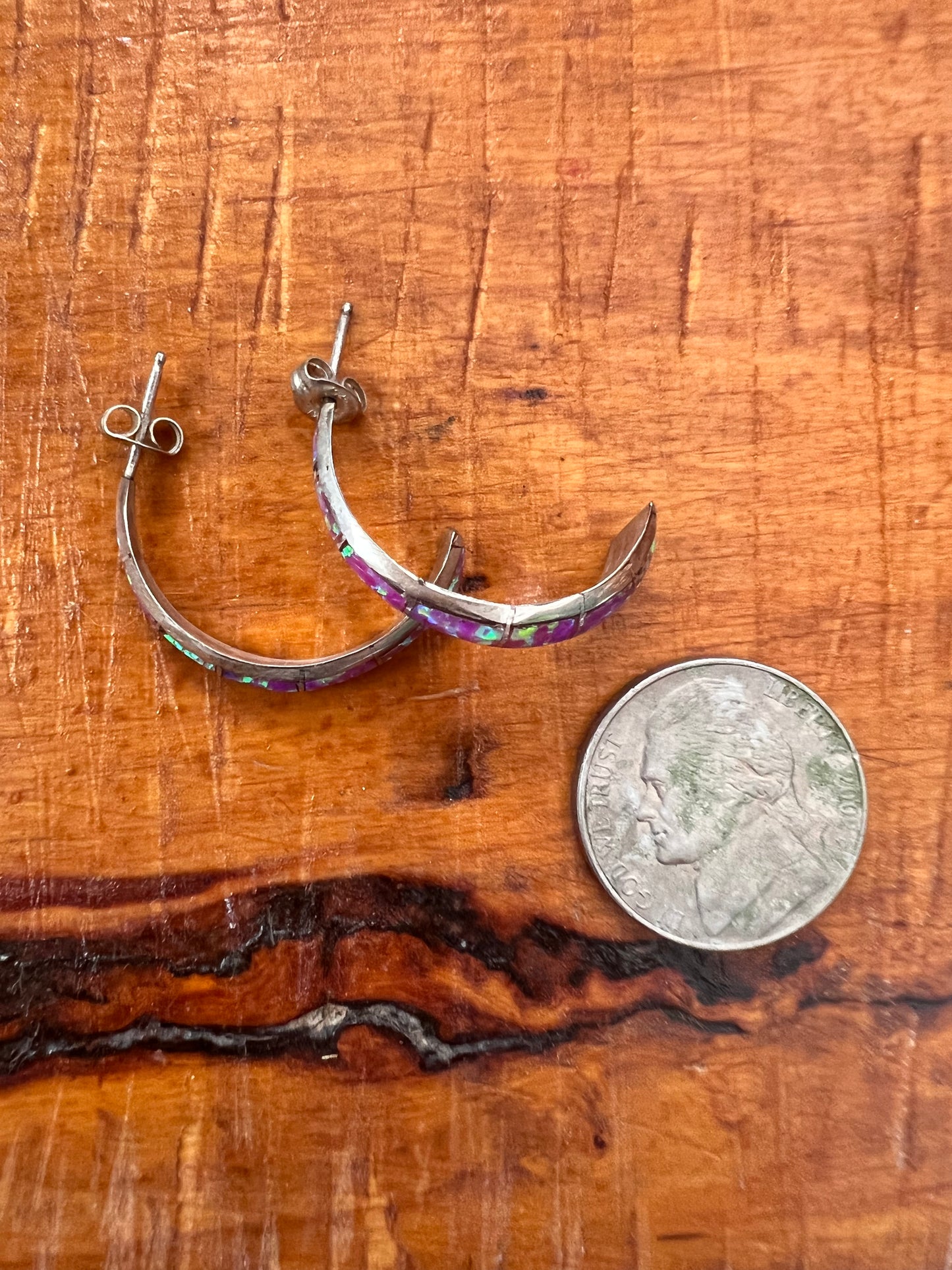 Pink Opal Half Hoop Earrings