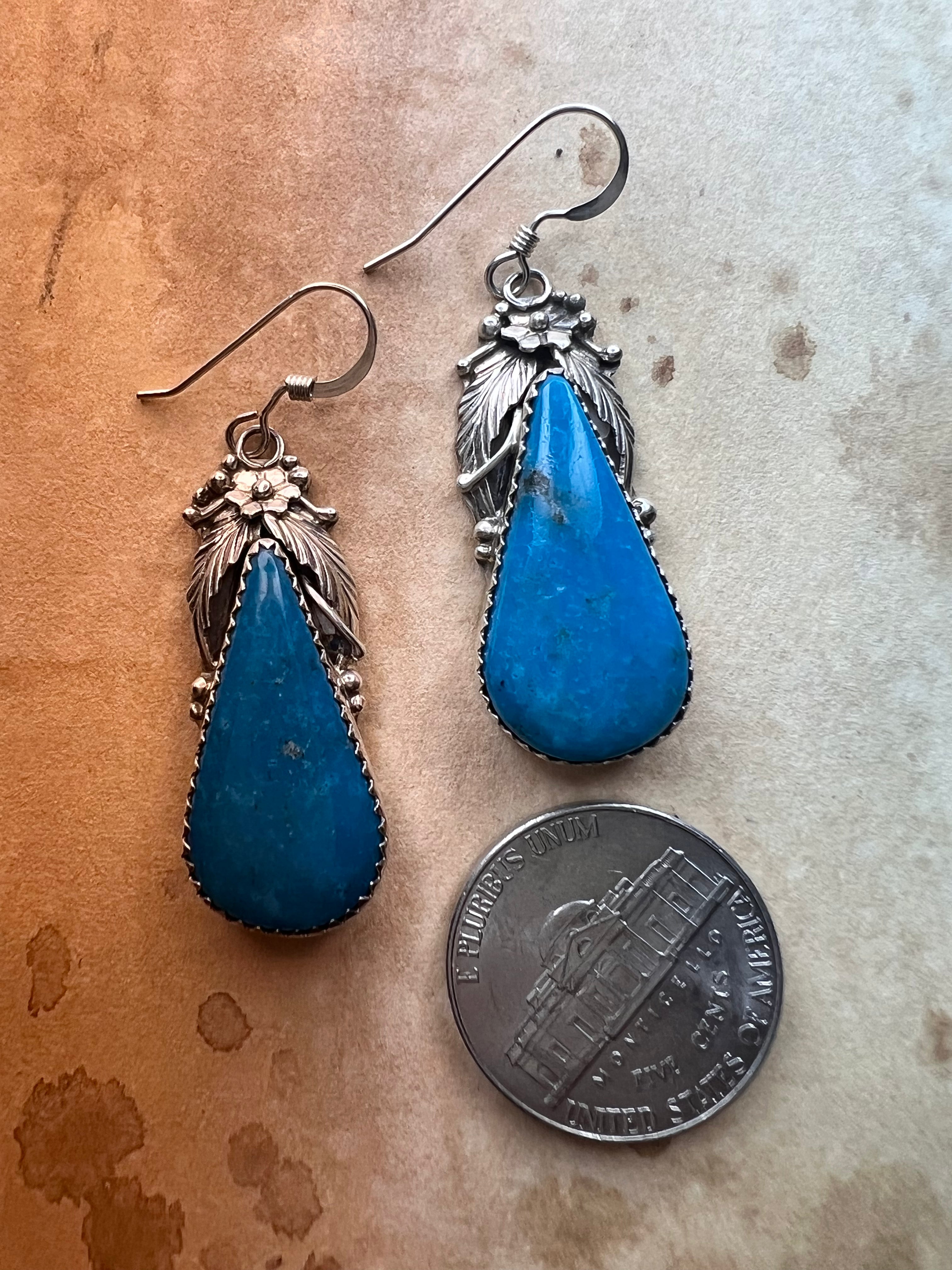 Blue Leaf Earrings