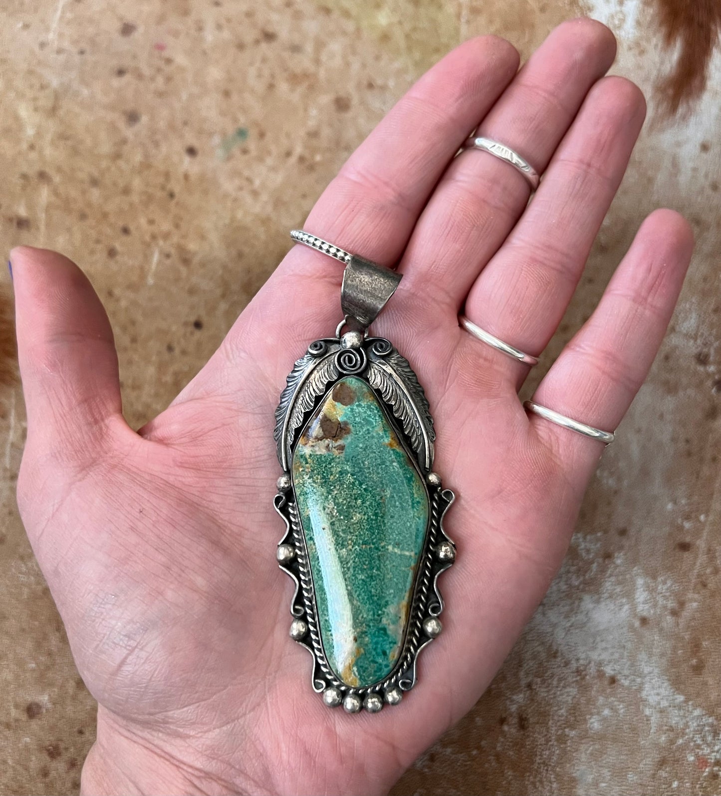 Kingman Turquoise Leaf Pendant