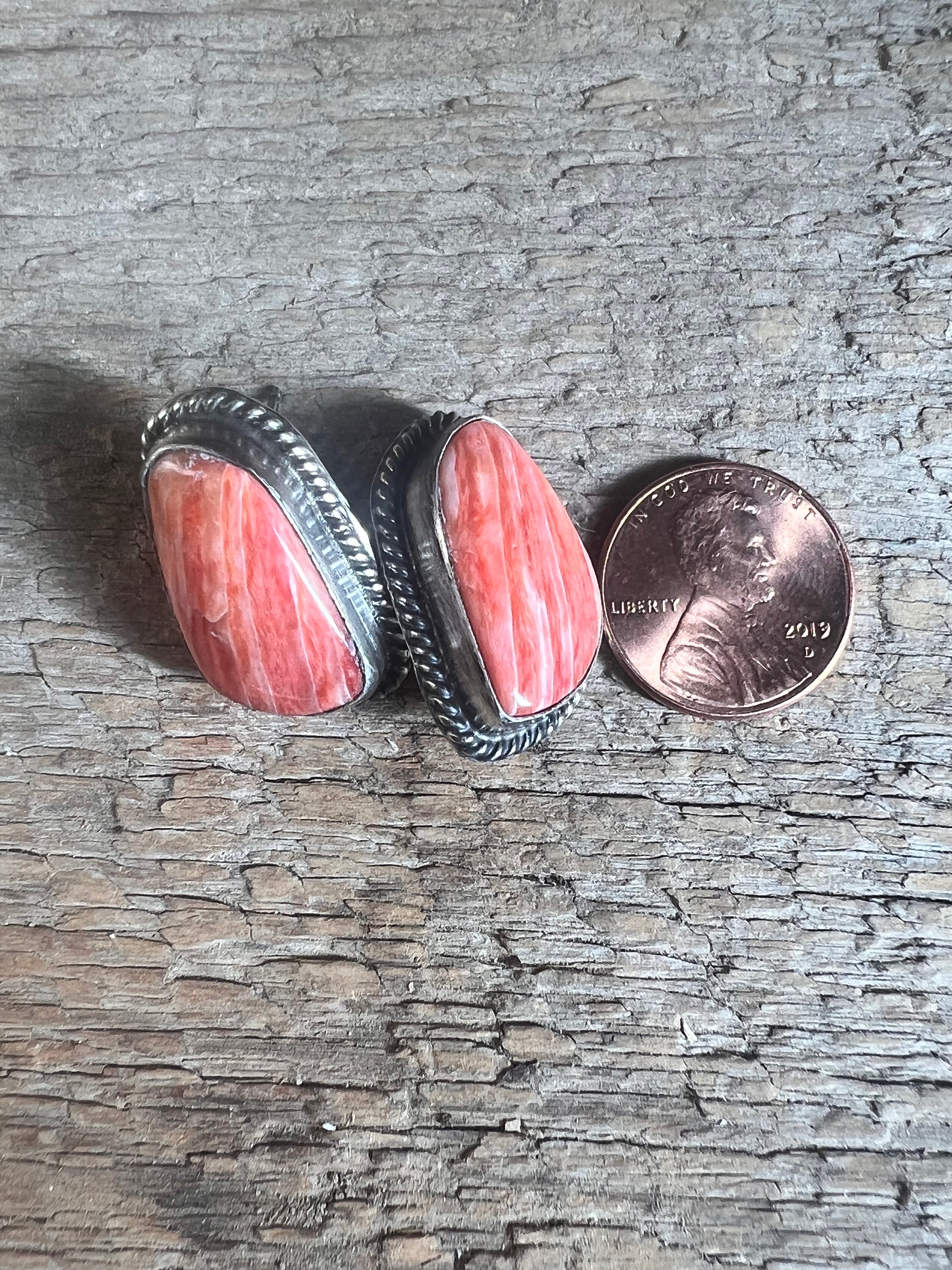 Orange spiny Oyster Earrings