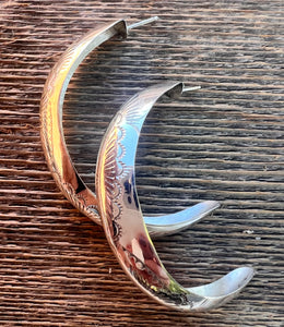 Stamped Silver Hoops