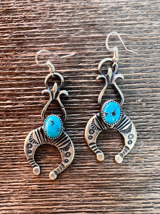 Kingman Turquoise Naja Earrings