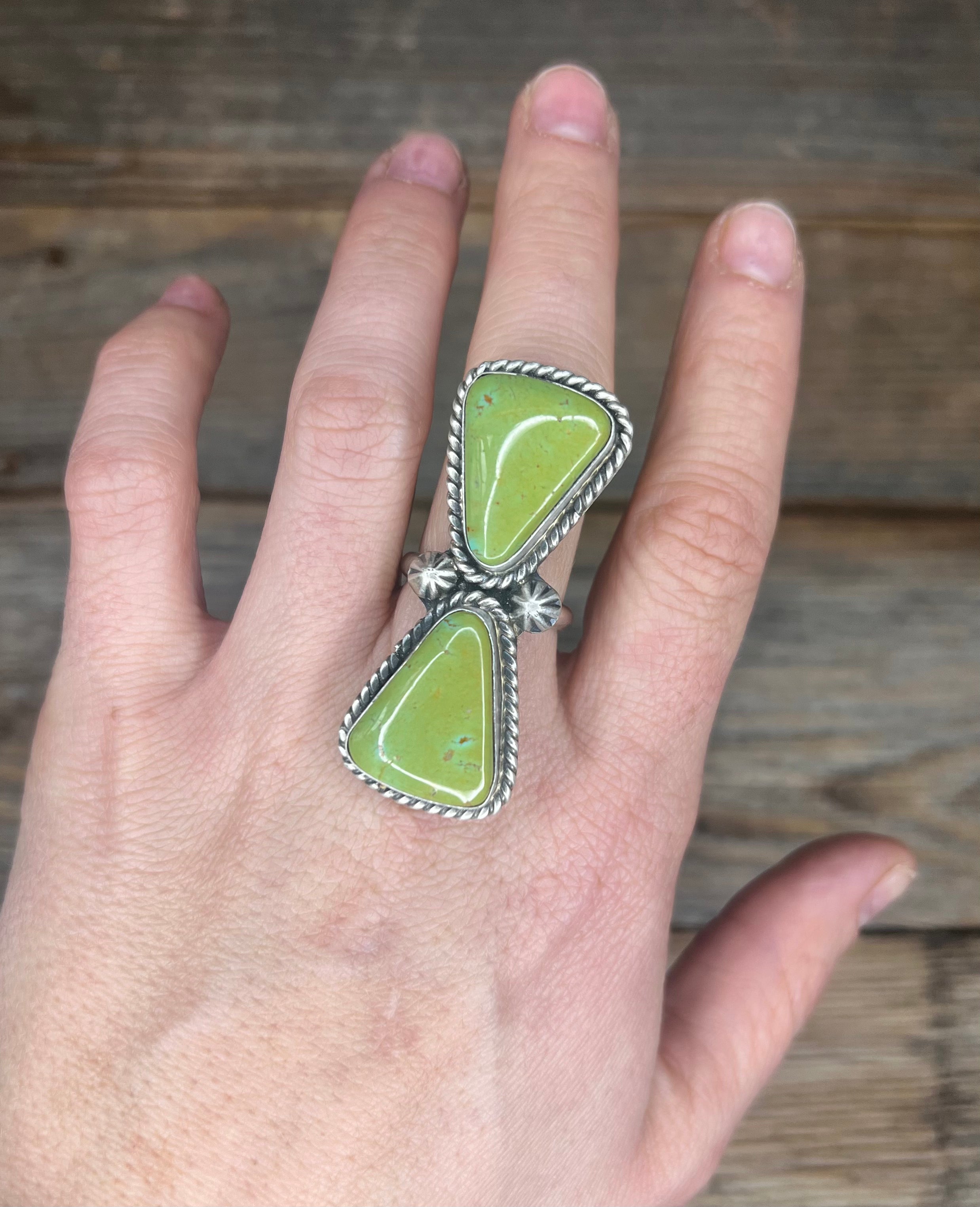 Two Stone Kingman Turquoise  Ring